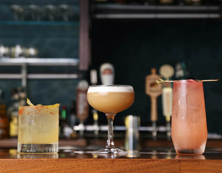 Cocktails on a bar