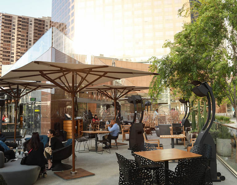 Exterior patio at Nick + Stef's LA